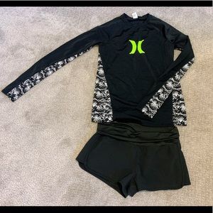 Womens’s Hurley Rashguard Swim Short Set